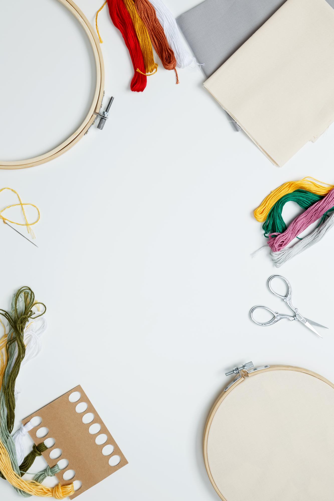Workshop invitation with embroidery tools