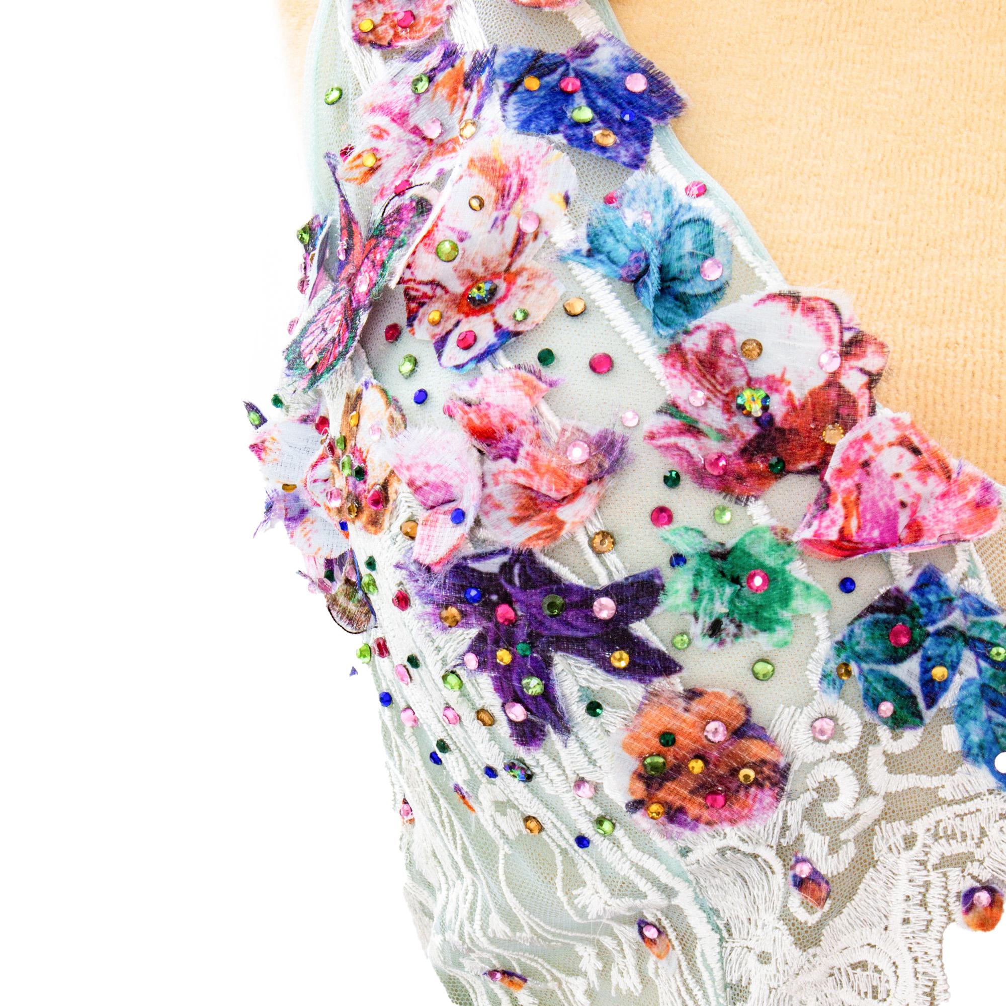 Delicate floral embroidery on cotton shirt