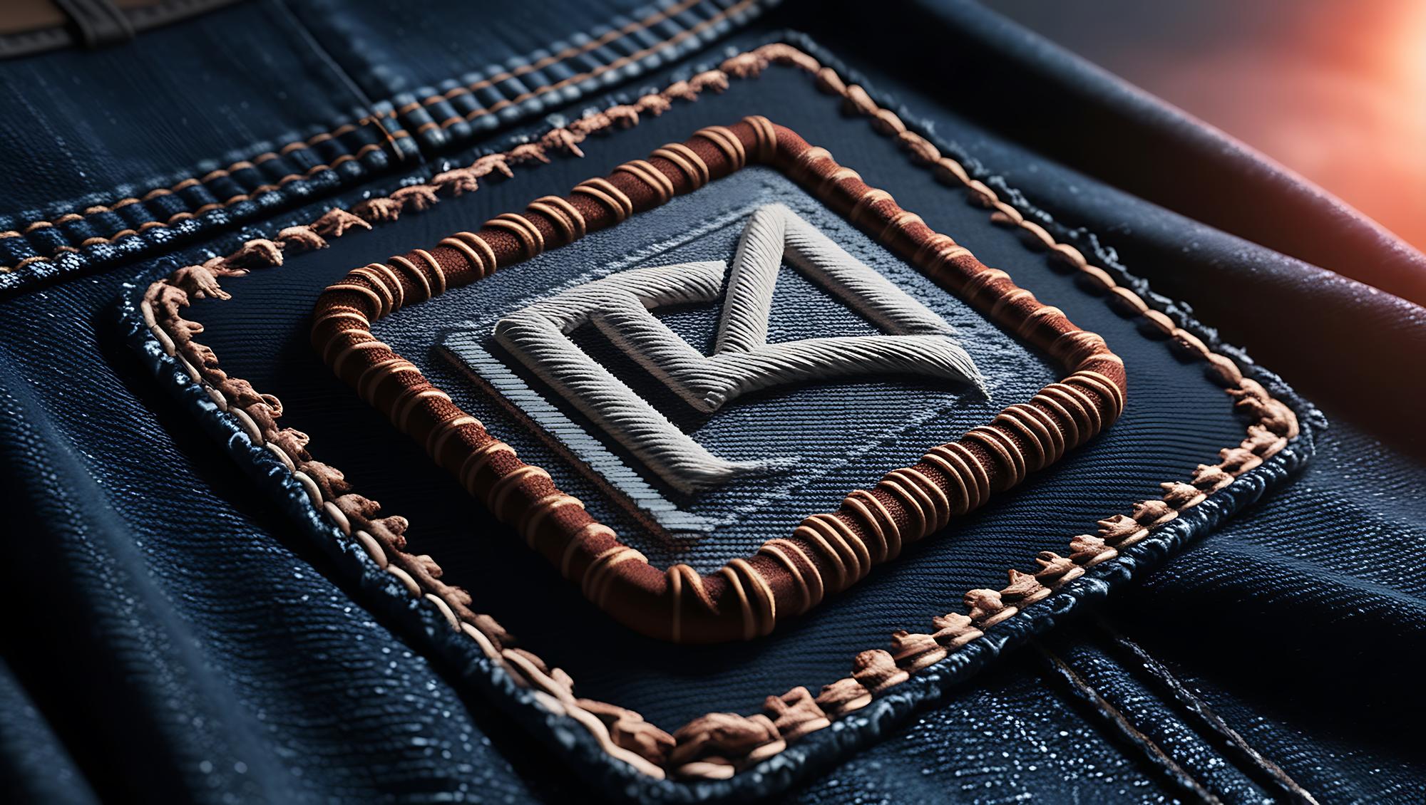 Monogram embroidery on denim jacket